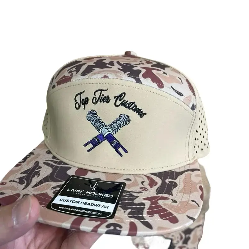 LIVN Custom Headwear Camouflage Hat with "Top Tier Custom" Design and Unique Logo