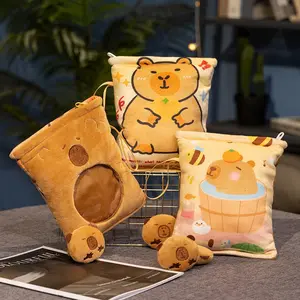 Cute Mini Capybara Snack Bag, Soft PP Cotton Filled Square Sofa Pillow, Plush Toy Gift for Valentine's Day and Birthday