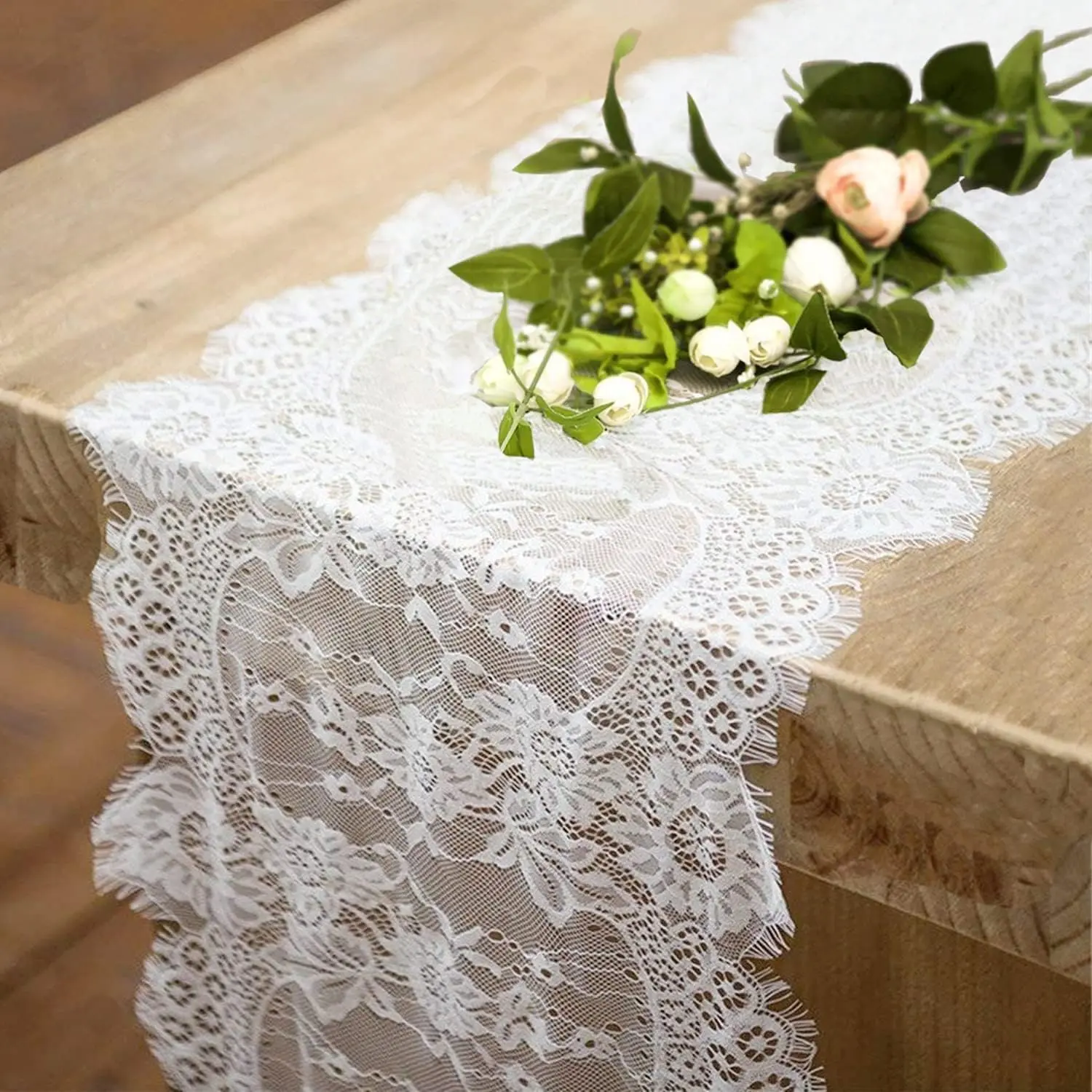 1Pc 14x118 Inch Lace Table Runner Embroidered Boho for Wedding Party