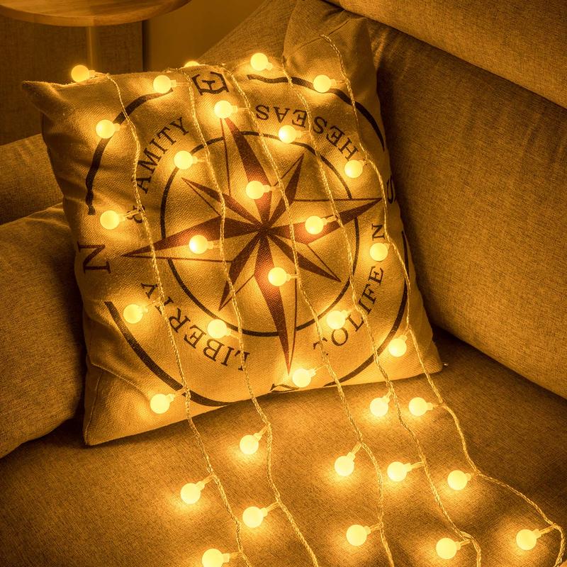 SUNNYGLADE 100 LED 49 FT Globe Ball String Lights Fairy String Lights Plug in with Remote 8 Modes Extendable for Indoor Outdoor Wedding Birthday Christmas Tree Garden Decor