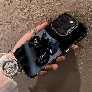 Handsome black motorcycle Pattern Acrylic TPU Magnetic mobile phone case applicable for iPhone 16ProMax 15 14 13 12 11 Plus cases durable shockproof protection urban sophisticated phone case cute nic natalie reynolds mosnovo  protective case