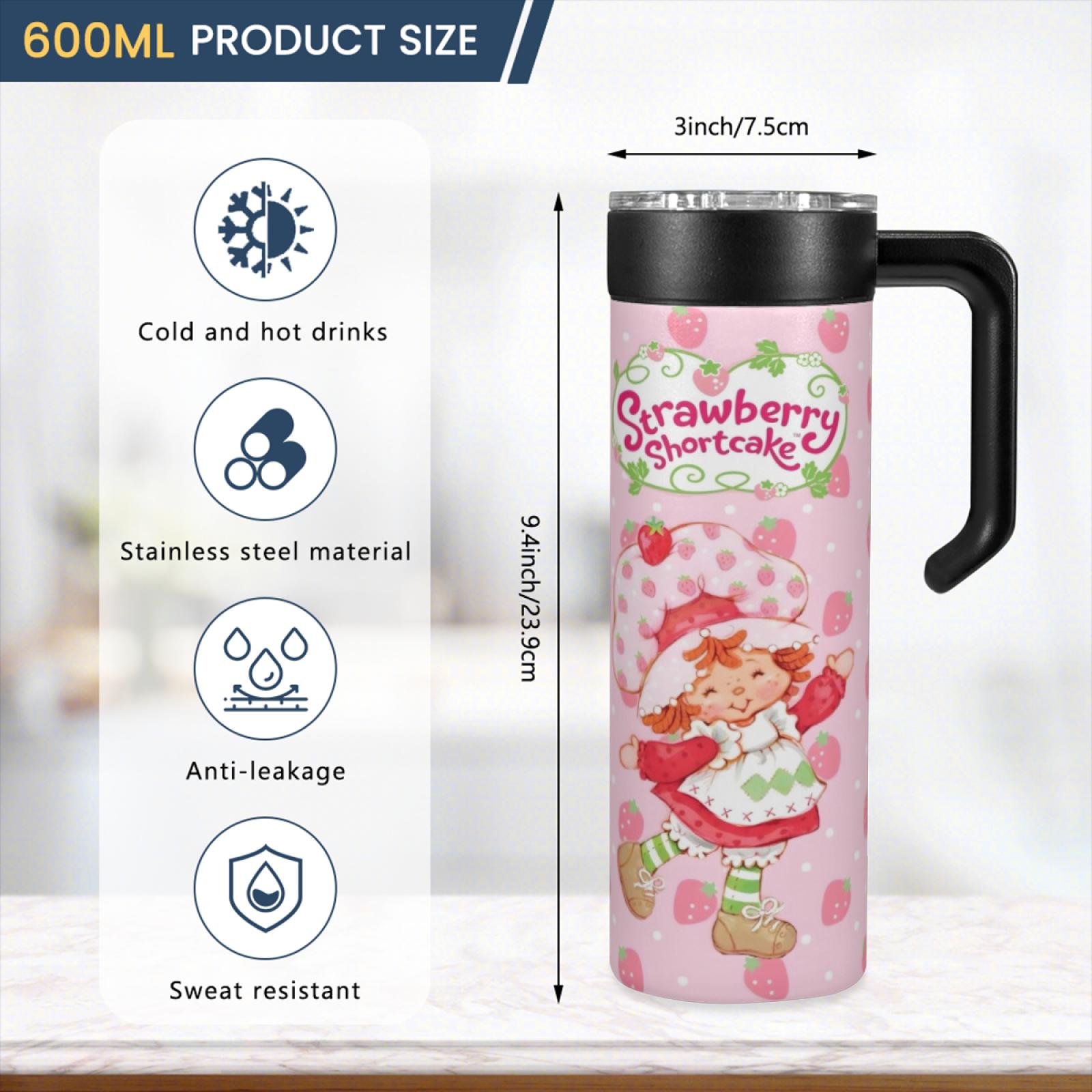 20oz New Stainless Steel Insulated Tumbler Strawberry Shortcake Design with Handle Leak-Proof Lid Portable Water Bottle for Home Office School TikTok Viral Cup Trending Aesthetic Reusable Gift Cute Girls Tumbler 20oz New Stainless Steel Insulated Tumbler Strawberry Shortcake Design with Handle Leak-Proof Lid Portable Water Bottle for Home Office School TikTok Viral Cup Trending Aesthetic Reusable Gift Cute Girls Tumbler