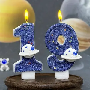 1pcs Space-themed Sparkling Candles: Astronaut Rocket Cake Toppers, suitable for birthdays, weddings, or party celebrations, Halloween, Christmas events and party supplies, ideal for Christmas, New Year, Valentine's Day, and party activities