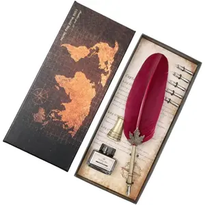 Quill Pen   Dip Pen Set Writing Quill Pen Calligraphy Pen As Christmas Birthday  Set ( red)