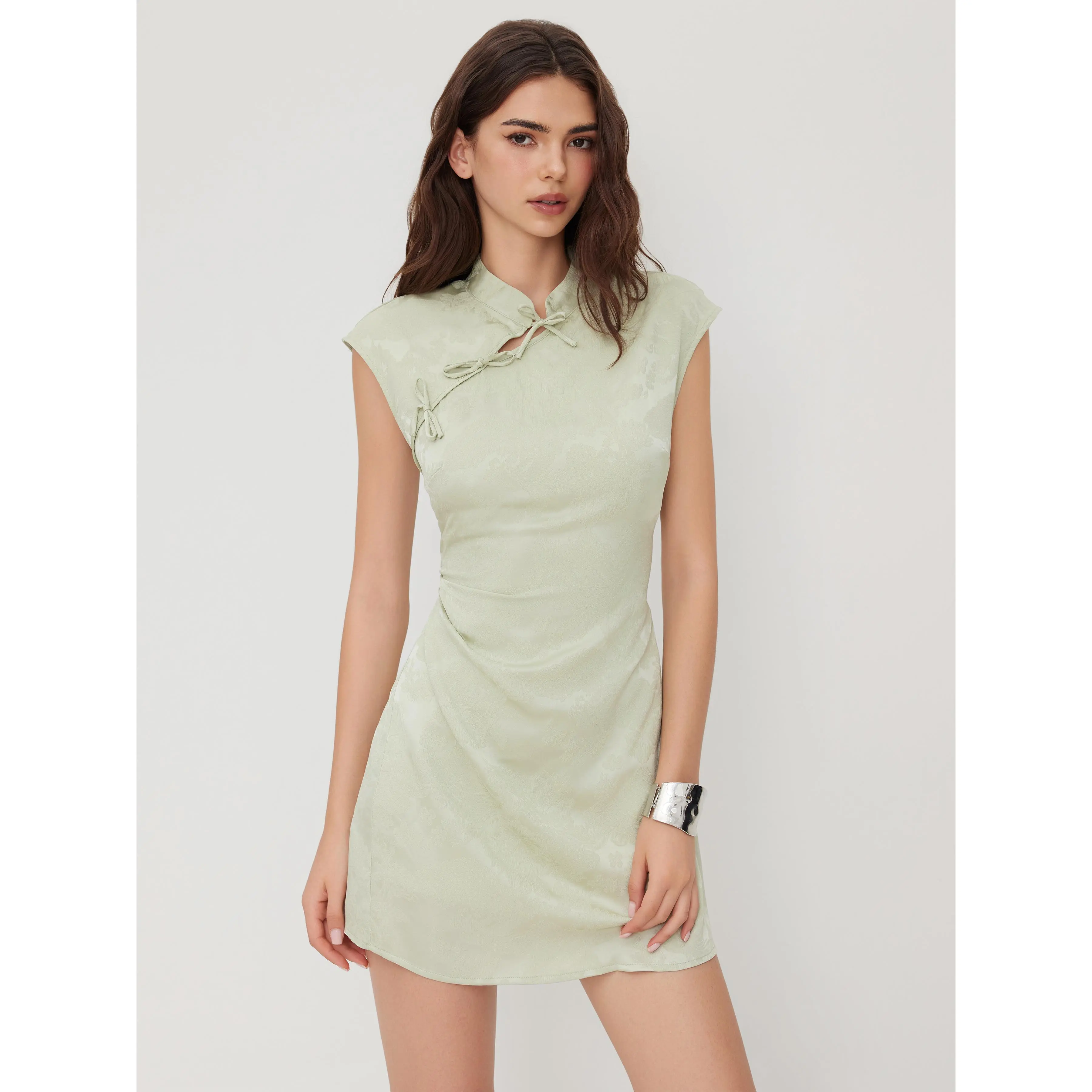 Cider Satin Mandarin Collar Floral Tie Front Ruched Mini Dress - TikTok Shop Cider Satin Mandarin Collar Floral Tie Front Ruched Mini Dress - TikTok Shop