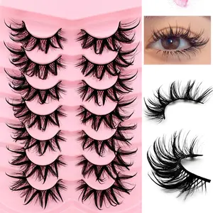7 Pairs Wet Anime Cosplay False Eyelashes, Voluminous Dense Curling Fake Lashes, Perfect for Manga Fans, Easy Application, False Eyelash Set