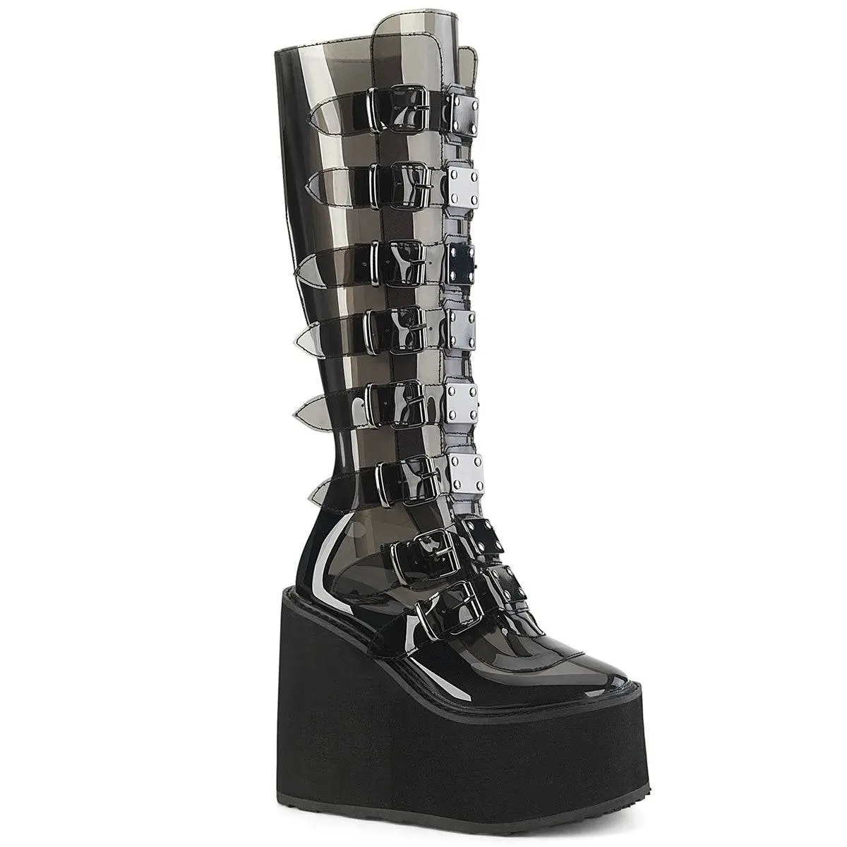 Demonia Swing-815C Smoke TPU Knee-high Boots
