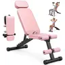Pink Weight Bench for Home Gym, 800LBS Capacity Workout Bench with 10 Backrests for Full-body Workout, Foldable Strength Bench for Small Space Apartment Room