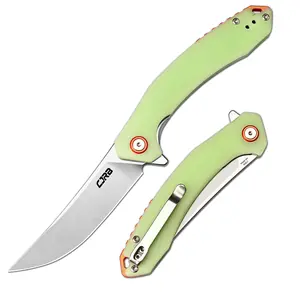 Cjrb Gobi Pocket Knife Glow In the Dark Version, AR-RPM9 Steel Blade G10 Handle, Stainless Steel Tool knife for Man, Camping and Emergency Survival Gear