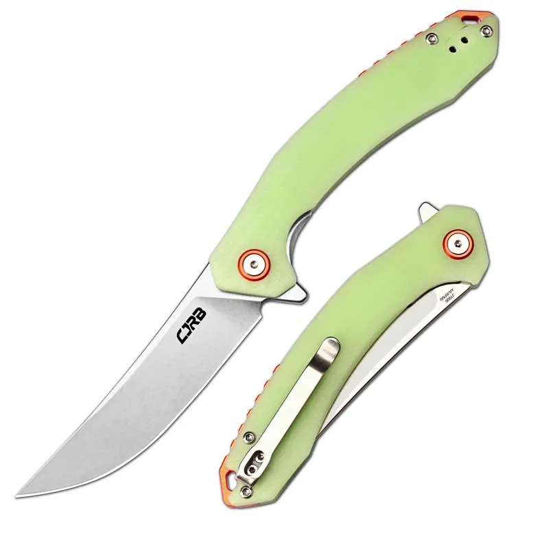 Cjrb Gobi Glow-In-The-Dark Folding Pocket Knife - AR-RPM9 Steel Blade, G10 Handle, Stainless Steel Tactical Accessories - Survival Supplies, Camping Gear, Bushcrafting Tool for Adults, Fishing Equipment