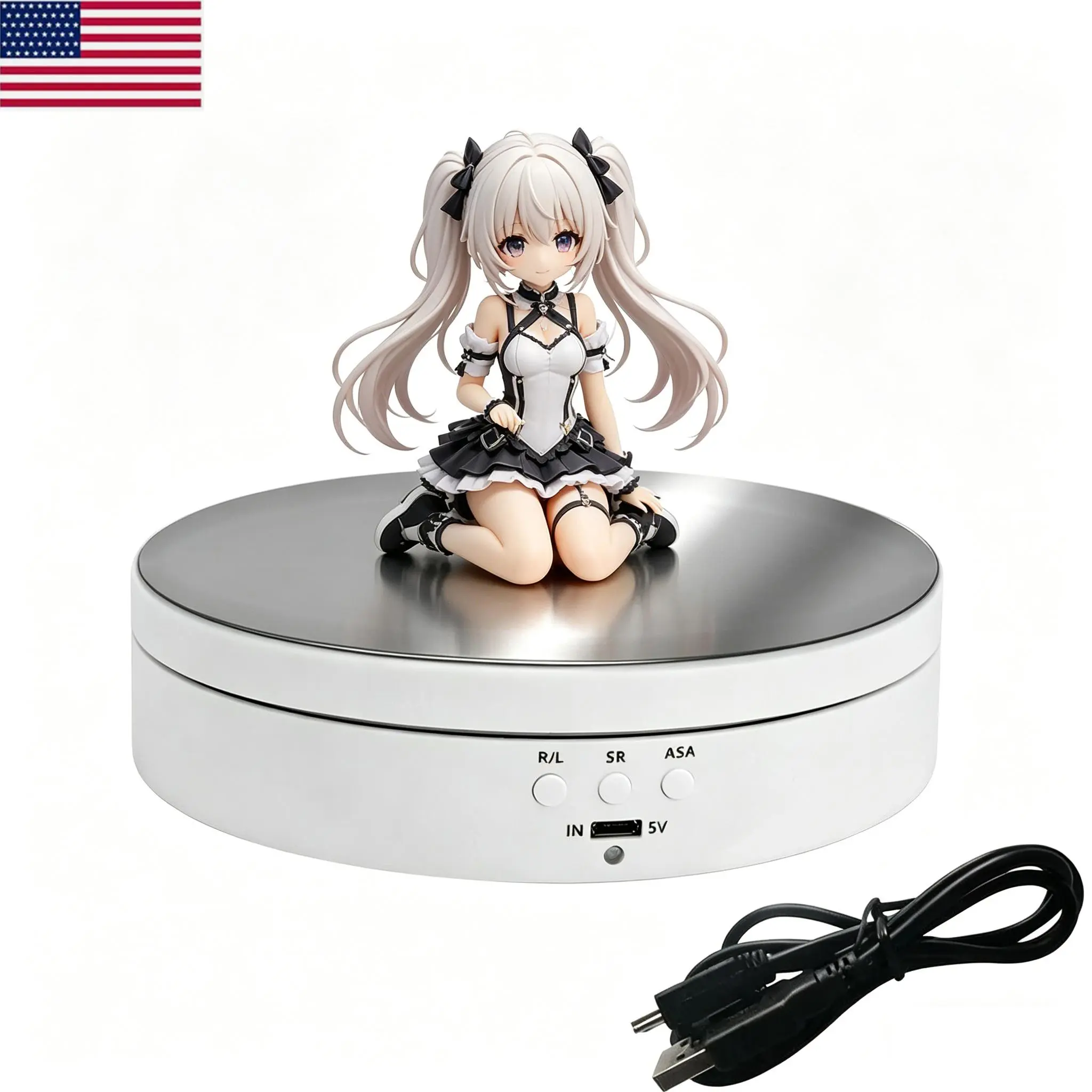 360° Motorized Rotating Display Stand, Jewelry Photography Holder with 3 Speeds & 4 Angles, 6.6lbs Load, USB Powered, Quiet Smooth Operation for Professional Home Use