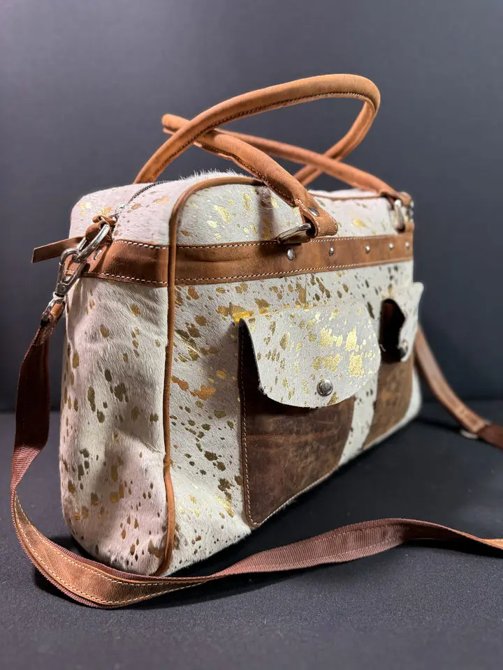 The Gold Rush Weekender™ – Cowhide & Leather Travel Tote Bag