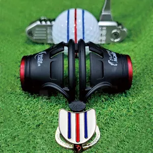 BIRDIE79, Golf Ball Line Marker Set. 360 Degree 3-Line Plus Vertical Line Alignment & Triple Track Standing Ball Marker with Adjustable Tilt Angle.