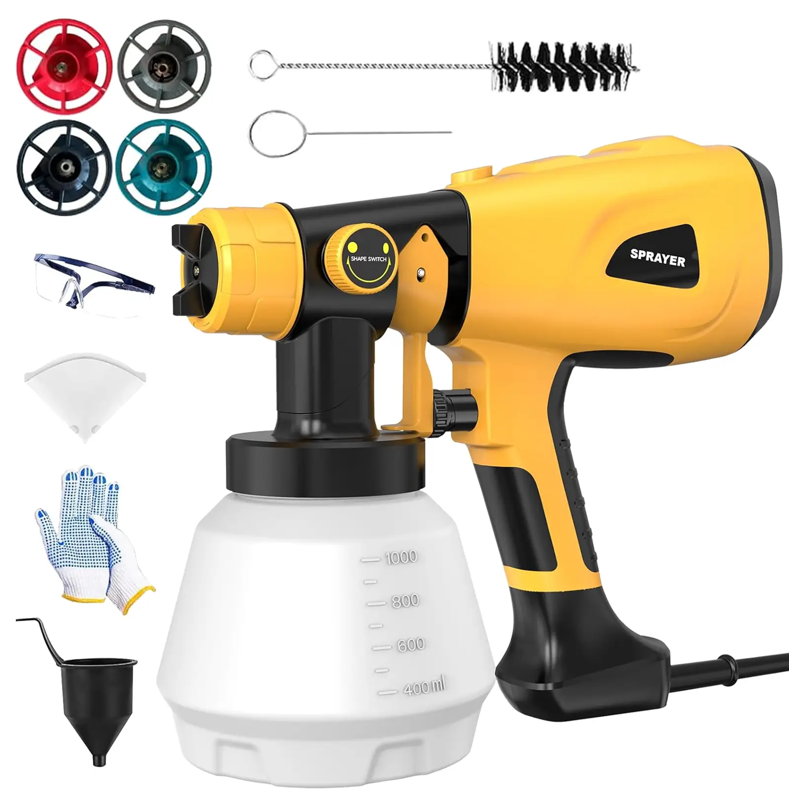 Paint Sprayer 1000W High Power Electric Spray Paint with Adjustable Spray Width Knob 4 Nozzles,Easy to Clean for Paint Sprayer for Furniture Garder Ch