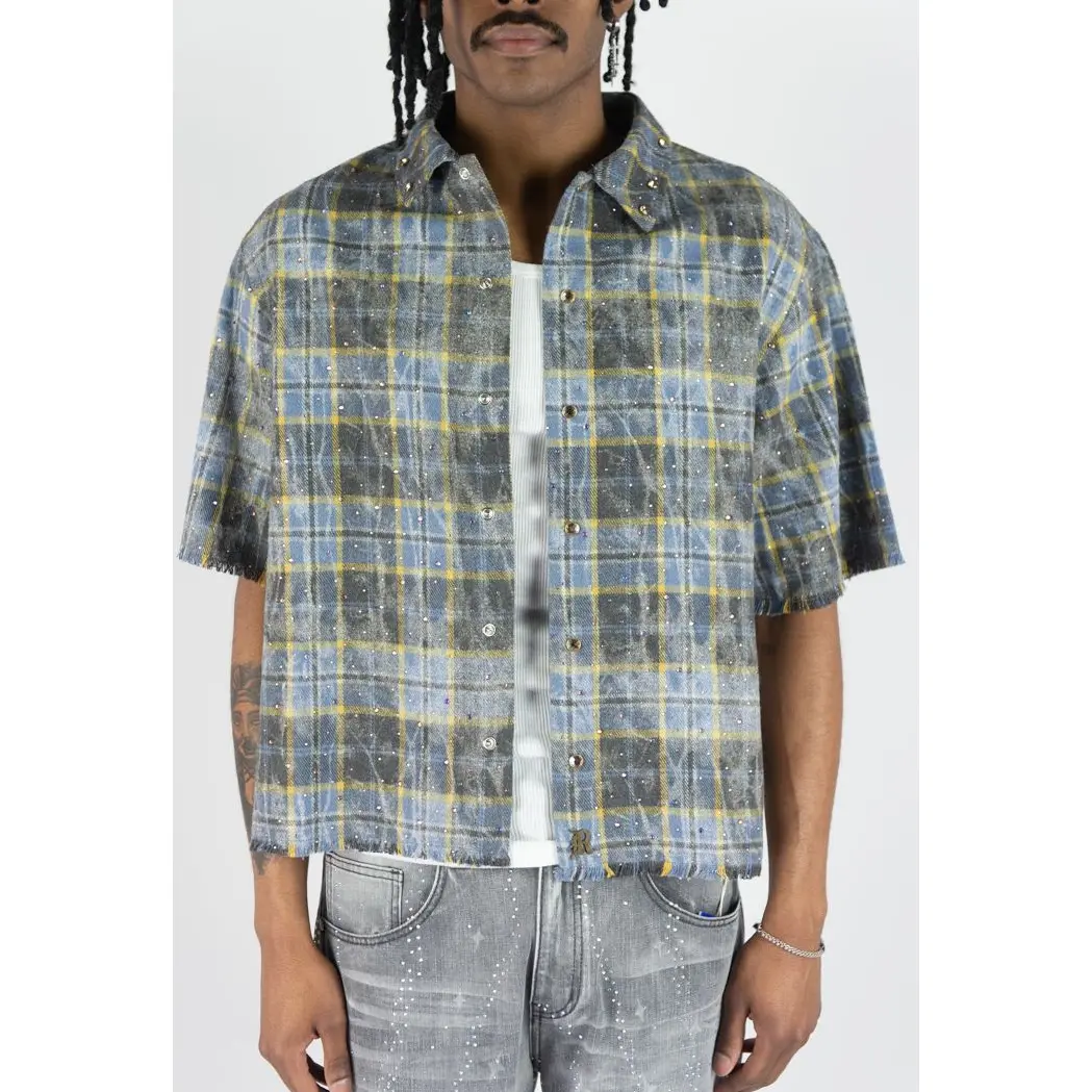 R3BEL PLAID Rhinstone Flannel