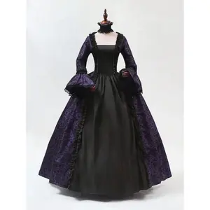 Style printed long skirt, Victorian era costume performance dress gypsum