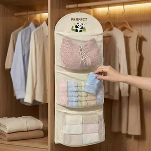 3-Layer Hanging Bra & Sock Organizer | Transparent Wall-Mounted Wardrobe Storage Hack
