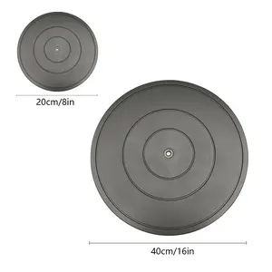 Black plastic rotating tray | 8/16-inch round turntable | Durable, non-slip display base | Multi-purpose turntable for kitchen, display, and storage - 1 pc