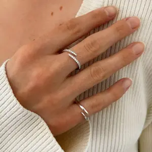Diamond Wrap Ring Stackable Eternity Ring Set CZ Wedding Band Set Minimalist Bridal Ring Set Adjustable Wrap Ring Dainty CZ Rings