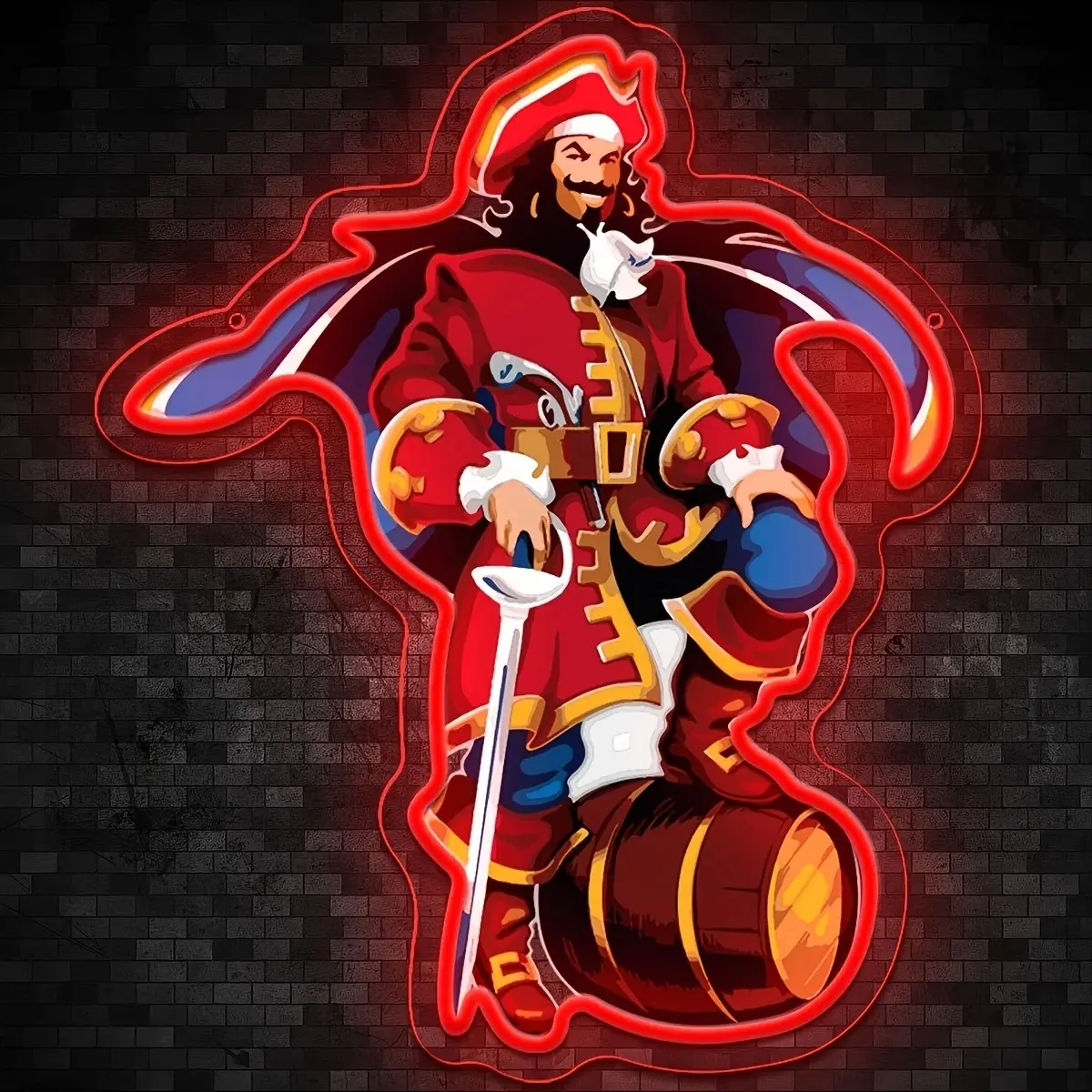 1 PC hanging wall neon light made of acrylic, Ambient lights, UV home lighting, Decorative Ambiance Lighting, pirate captain, USB power supply adjustable light, suitable for e-sports room party, escape room, theme restaurant bar