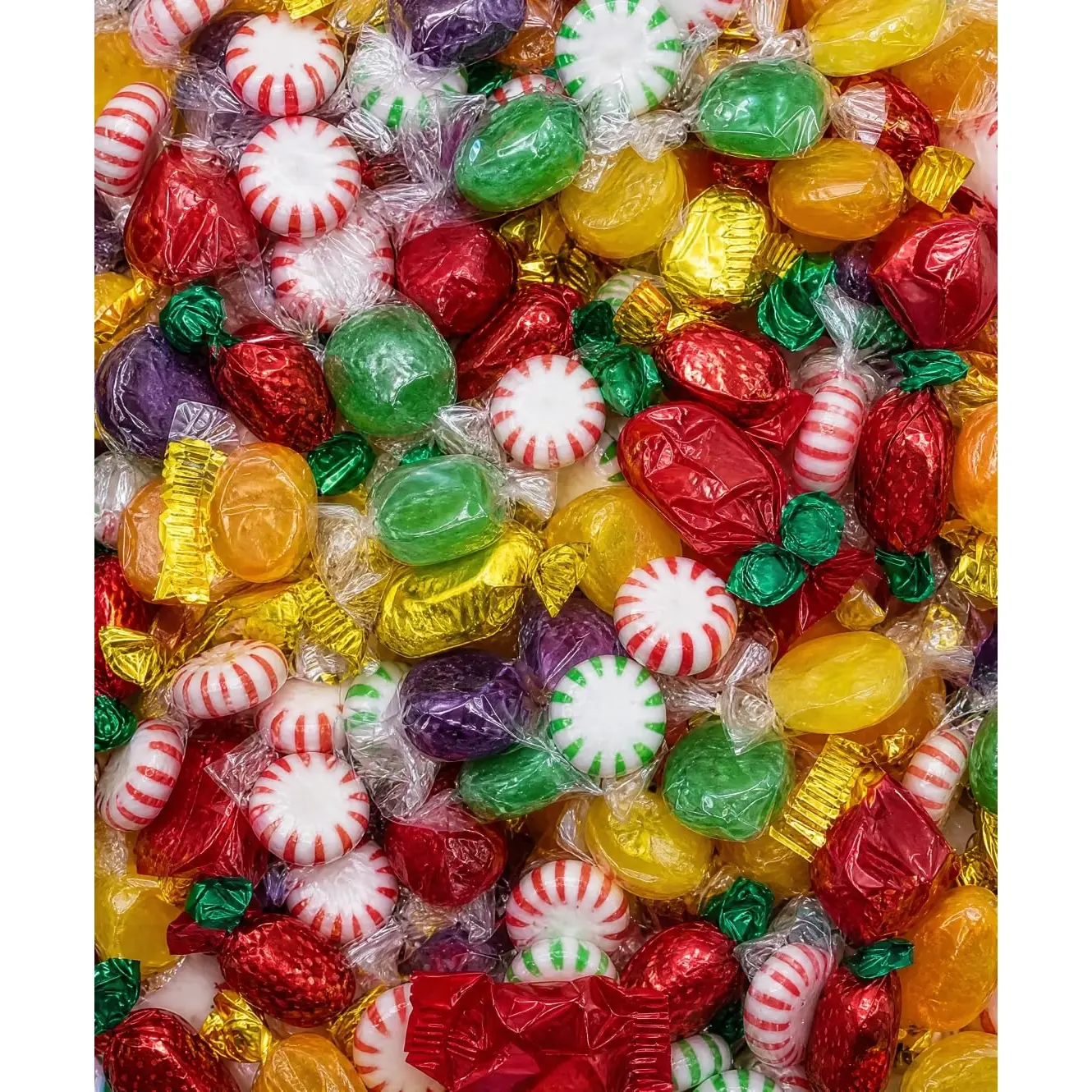 Deluxe Assorted Hard Candy Mix 1 lb \u2013 Individually Wrapped Old Fashioned Candy (Peppermint Starlights, Cinnamon Disks, Butterscotch & Strawberry Filled) \u2013 Bulk Variety Candy for Parties & Candy Bowls