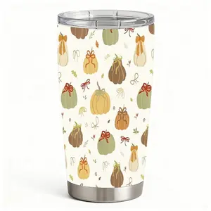 20oz Autumn Fall Pumpkin Pattern Stainless Steel Tumbler， Tumbler with Lid Double Wall Vacuum Insulated Travel Mug， Coffee Cups With Lids， Perfect Gifts For Birthday Holiday.