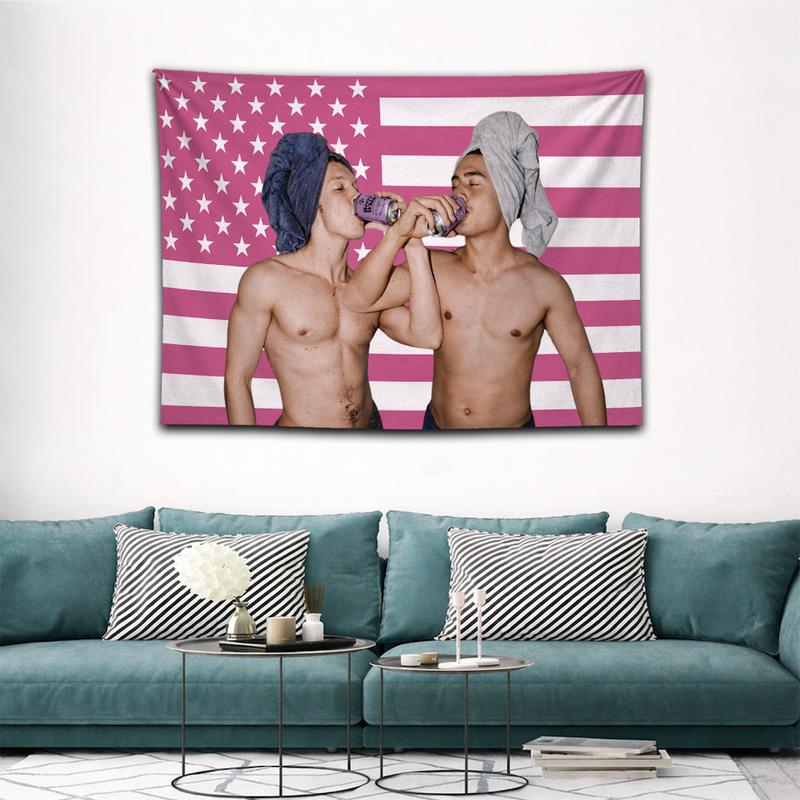Jettad And Nelk Boys Pink US Flag Tapestry, YouTube Content Creator Lifestyle Decor, 3x5 Feet Indoor Wall Decor, Fun Gifting Idea For College Dorm Rooms | GN060226.R0508.ID01