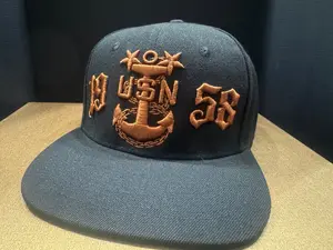 No. 101 Premium 1958 Master Chief Flat Bill Ballcap With Adjustable Buckle  | Black | $34.99 | Free Shipping