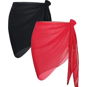 2 Pieces Women Beach Sarong Bathing Suit Wrap Skirt Sheer Bikini Swimsuit Cover Ups for SwimwearGift