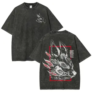 [ Washed Color] Fox Devil Shirt, Aki Hand Sign, Chainsaw Devil Shirt