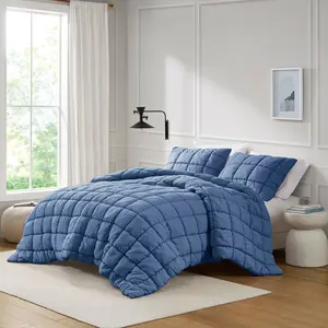 Intelligent Design ID10-2310 63 x 86 x 1.5 in. Dream Puff Down Alternative Comforter Set, Navy - Twin Size