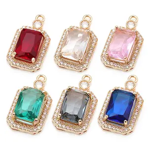 4PCS 24x13MM 18K Gold Color Brass Rectangle Charms Pendants Necklace Earrings Diy Jewelry Accessories Rosediy official-website