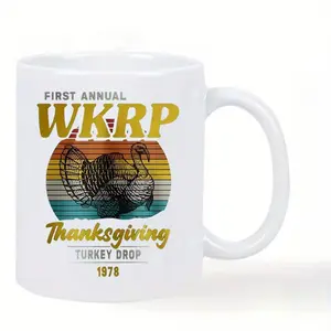 WKRP Thanksgiving Mug 1978 Vintage Retro Turkey Drop Coffee Cup Funny Gift for Dad Husband Friend Cozy Fall Design Perfect Gift November Twenty Two Thanksgiving Day