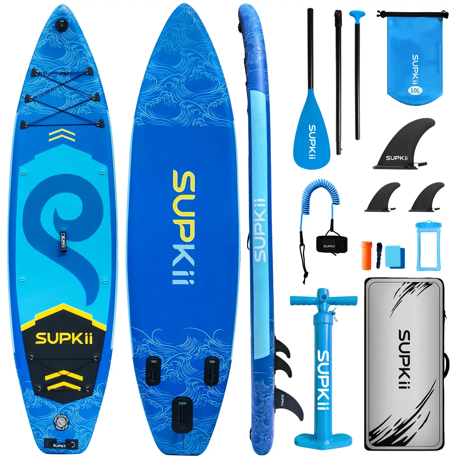 SUPKii 34'' Wide Inflatable Stand Up Paddle Board, 400lbs Capacity SUP Board with Premium Paddle Board Accessories, Adj Paddle with for Adults
