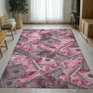 1pc Diamond Dollar Graffiti Rug for Trendy Spaces, Luxury Polyester Indoor Carpet for Living Room & Bedroom Decor