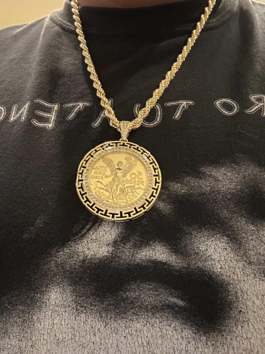 Item: 50 Peso Centenario  | Full White, Rope Chain, 24 inch