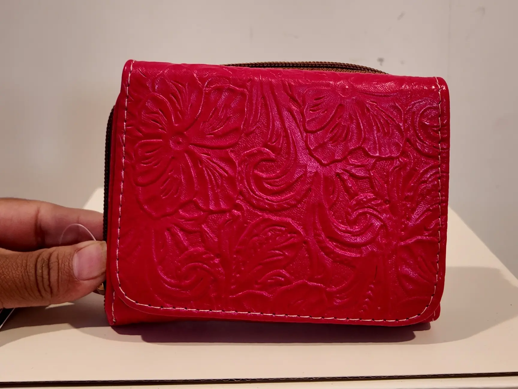 Mexican Western Artisanal Leather Pink Wallet