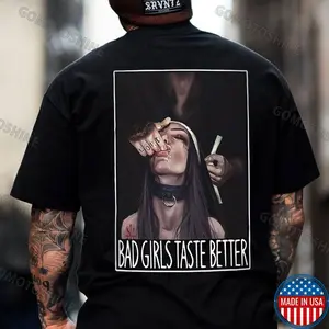 BAD GIRLS TASTE BETTER Suck Finger Nun Print Men's T-Shirt