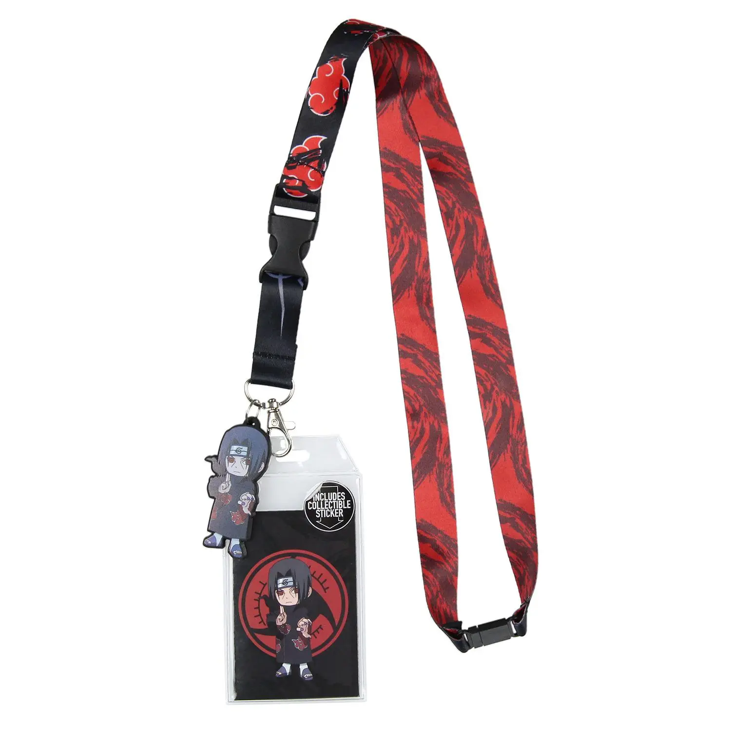 Naruto Shippuden Itachi Uchiha ID Badge Holder Lanyard w/ Rubber Pendant Sticker