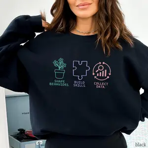 Aba Therapy Cotton Crewneck Behavior Analyst Graphic T-shirt Rbt Crewneck Bcba Gift Behavioral Therapist Shirt Special Education Teacher Crewneck