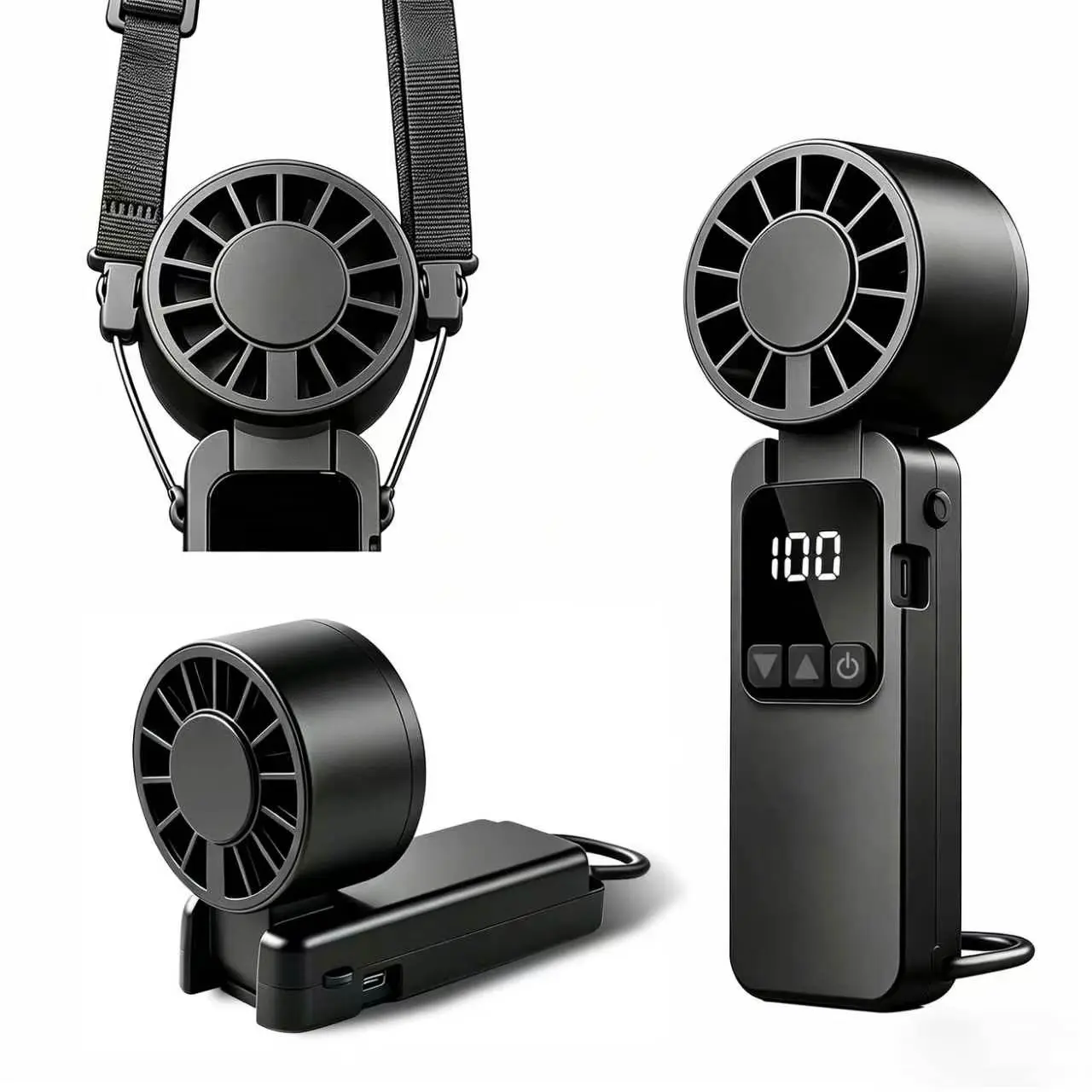 Portable Handheld Fan, 6000mAh Rechargeable Mini Personal USB Fan with LED Display & Foldable Design, 199-Speed Powerful Battery Operated Travel Fan for Women, Outdoor, Office