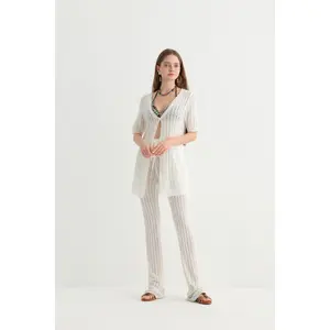 Original Design Summer Vacation Casual Hollow Knit Cardigan Set – Lightweight Breathable Loose Outfit