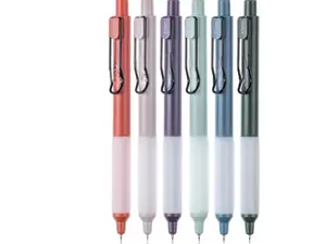 6 Pack Retractable Black Gel Pens 0.5mm Fine Point Fast Dry Ink Vintage Style Smooth Writing Pens for School Office Supplies