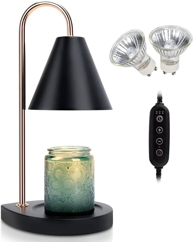 Candle Warmer Lamp with Timer, Electric Candle Warmer Light for Bedroom, Dimmable Wax Melts Warmer for Candle Jars, Home Decor Gifts for Women, Beside Lamp (2 x GU10 Bulbs Included) Modern Springtok