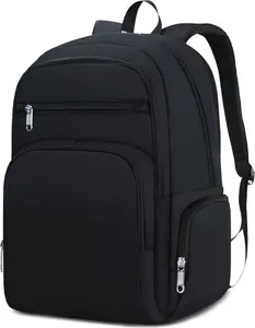 Large Backpack for Women Backpack with Lots of Pockets for Travel Work School Bookbag with Laptop Compartment for High School College Girls Mochilas Morrales para Mujer (Black, Solid)
