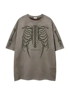 Men's Skeleton Print Short Sleeve Tee, Loose Casual Fashion T-shirt for Summer, Men's Top for Daily Wear