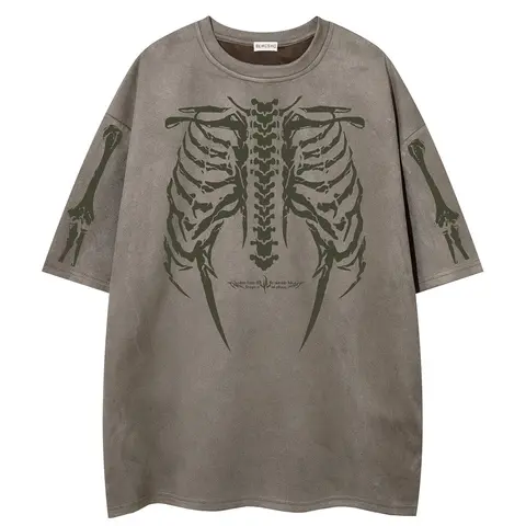 Men's Skeleton Print Short Sleeve Tee, Baggy Loose Oversized Casual Streetwear Menswear Fashion Casual Style Tee T-shirt for Summer, Men's Top for Daily Wear
