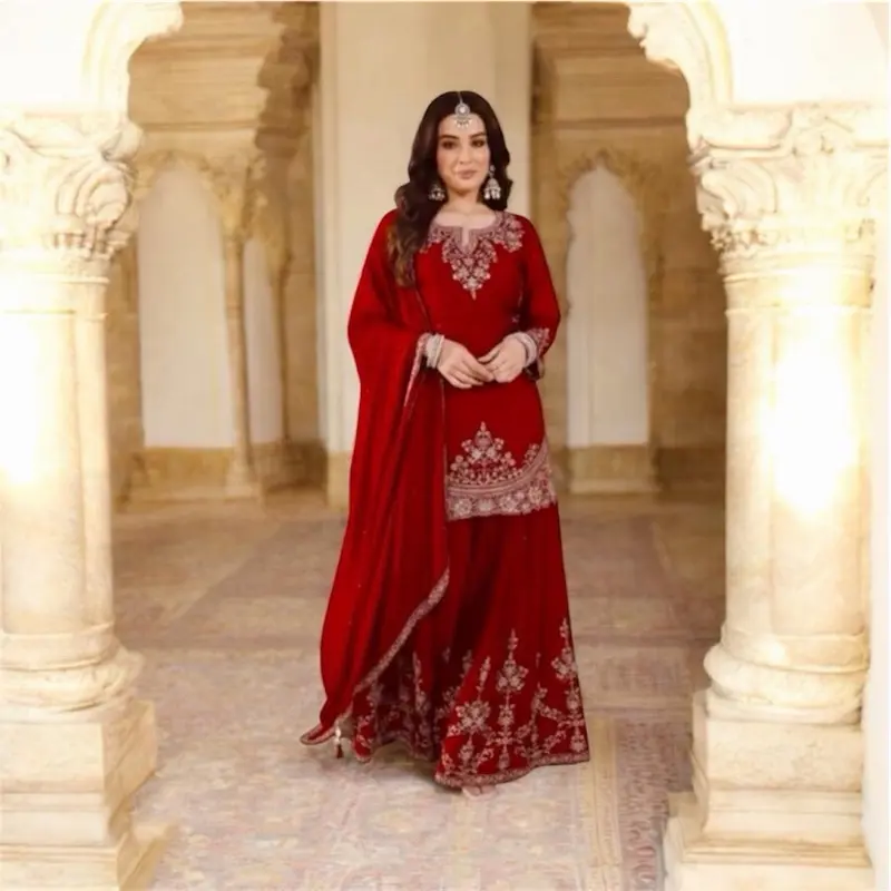 Jarkan Women's Ethnic Formal Tailored Sharara Clothes Set - Stylish, Elegant Statement Piece with Versatile Fit for Special Occasions, Dress, Accessories, Style, Elegance