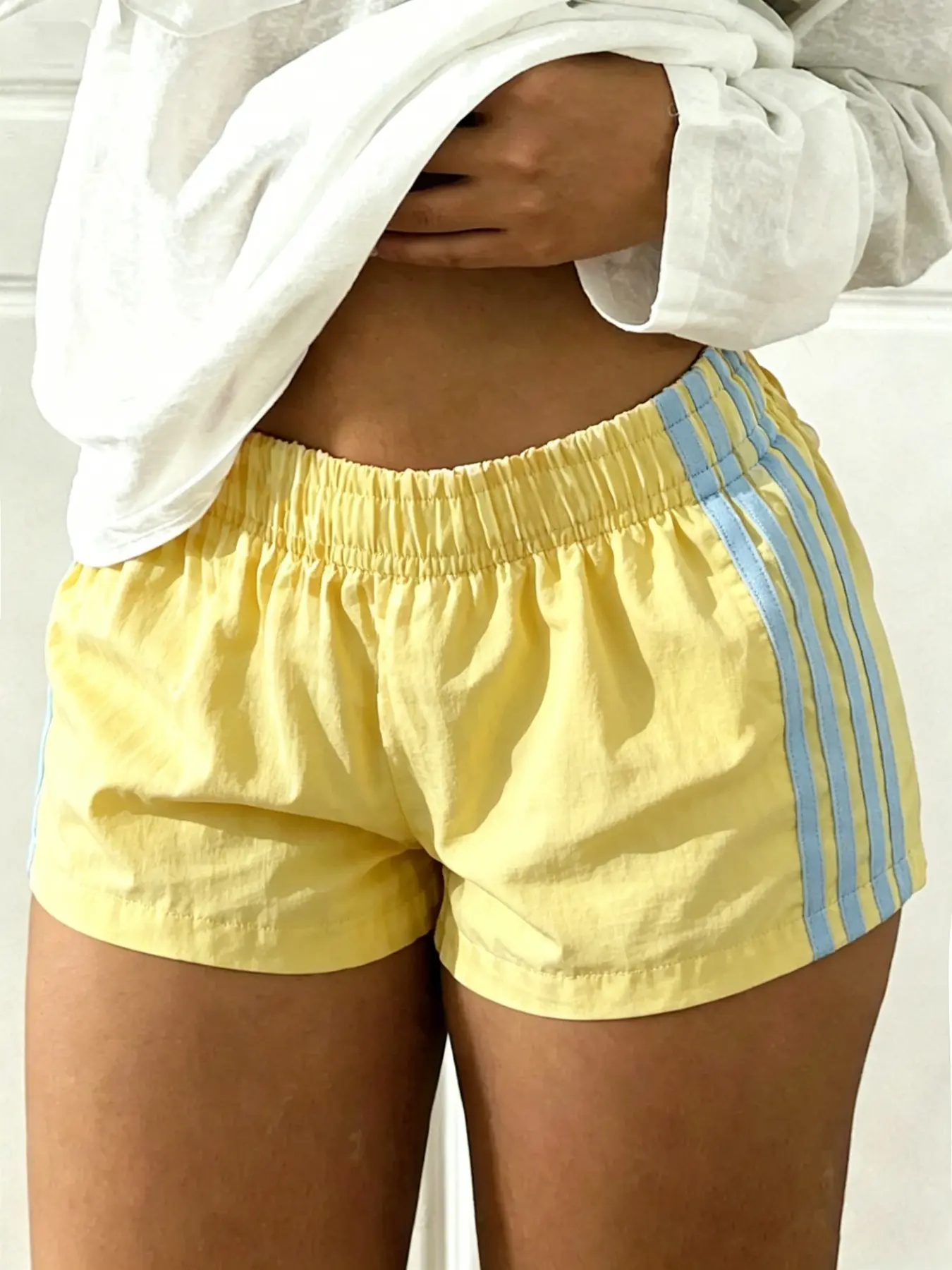 American Vintage Colorblock Loose Fit Shorts, Lightweight Summer Shorts, Casual Comfy Shorts, Breathable Casual Yoga Pants, Summer Home Wear, Women's Sporty Style