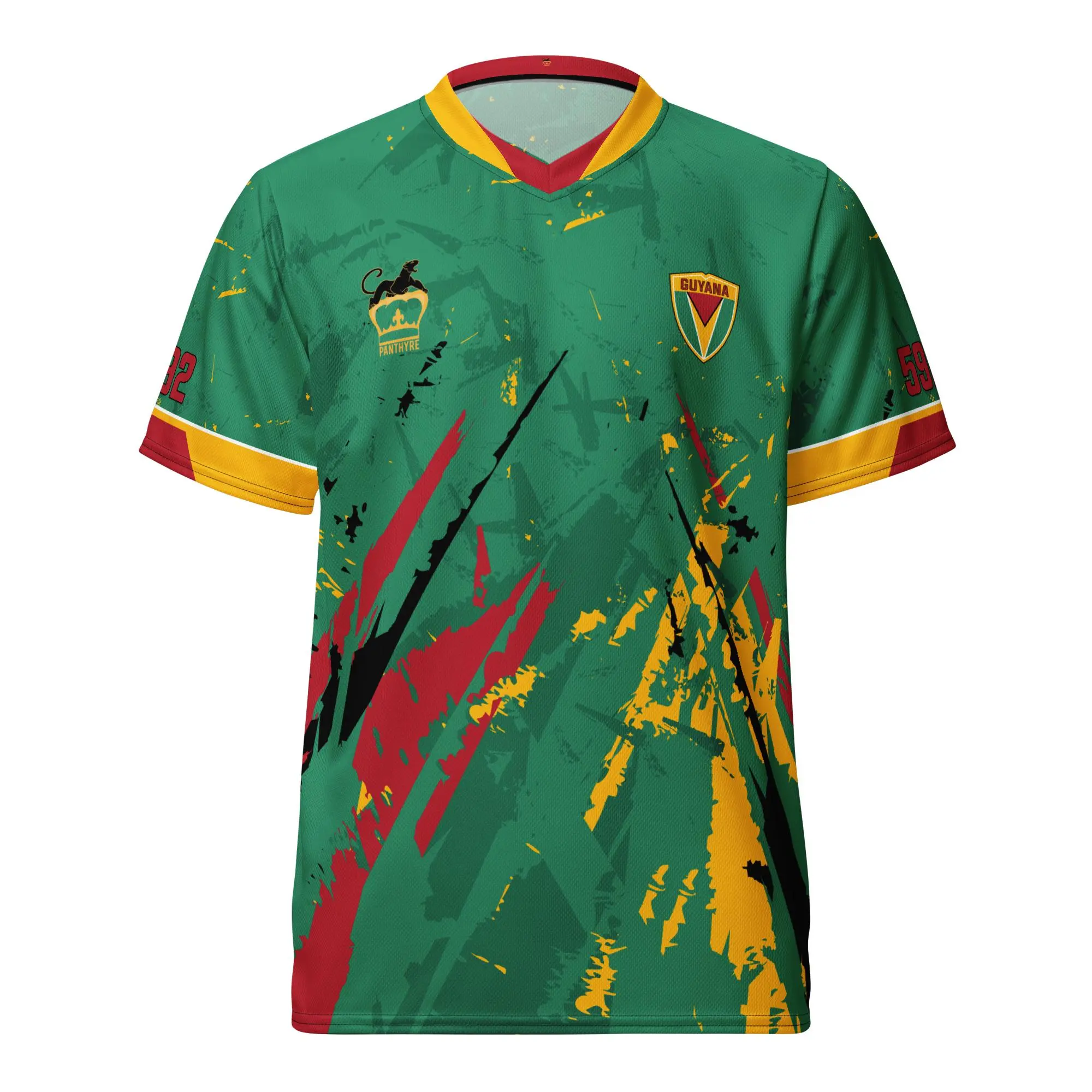 Guyana Soccer Jersey - Golden Arrowhead Football Shirt, Guyanese Pride Graphic Sports Tee, Proud Caribbean Football Jersey, Mashramani Outfit, Gift for Guyanese Fans